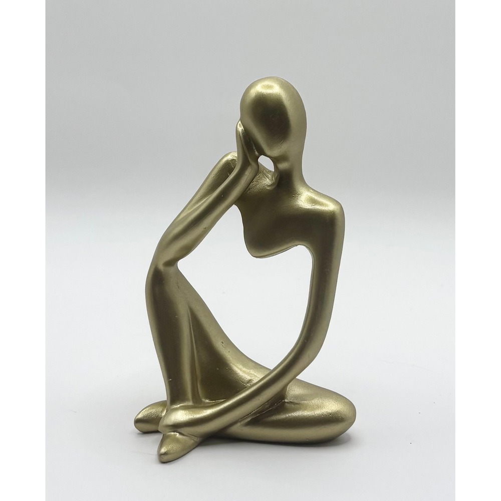 Modern Gold Abstract Thinker Statue Minimalist Resin Sculpture Home Decor 5 Inch